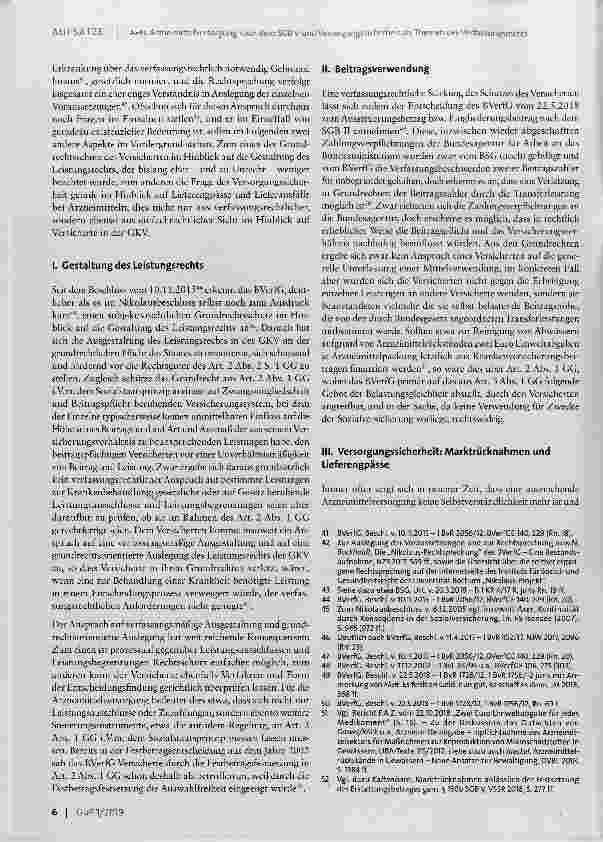Vorschauseite 6: Arzneimittelversorgung nach dem SGB V und Versorgungssicherheit als Themen des Verfassungsrechts