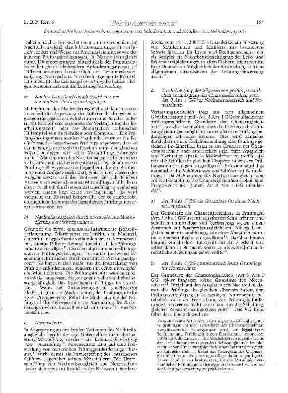 Vorschauseite 2: Art. 3 Abs. 3 Satz 2 GG als Grundlage für Notenschutz zugunsten von Schülerinnen und Schülern mit Behinderungen?