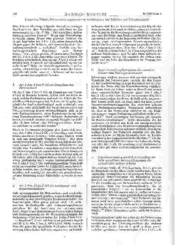 Vorschauseite 3: Art. 3 Abs. 3 Satz 2 GG als Grundlage für Notenschutz zugunsten von Schülerinnen und Schülern mit Behinderungen?