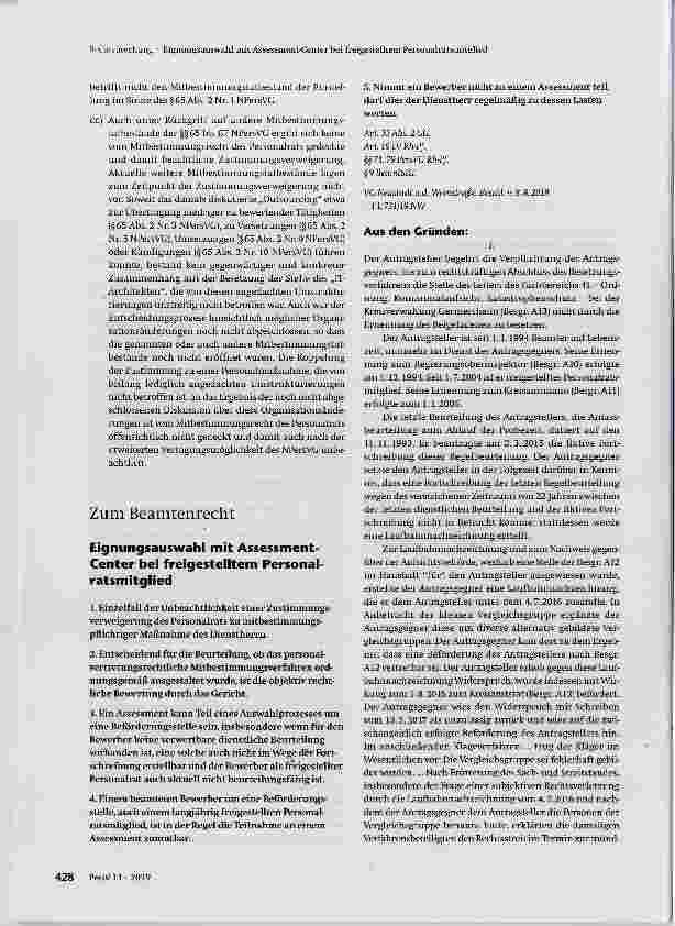 Vorschauseite 1: Eignungsauswahl mit Assessment-Center bei freigestelltem Personalratsmitglied