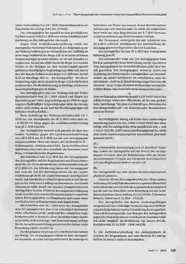Vorschauseite 2: Eignungsauswahl mit Assessment-Center bei freigestelltem Personalratsmitglied