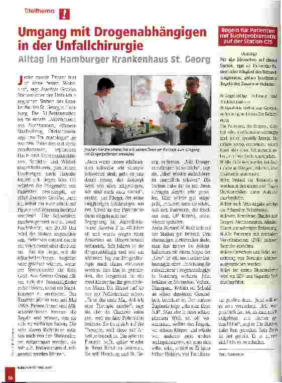 Vorschauseite 1: Umgang mit Drogenabhängigen in der Unfallchirurgie Alltag im Hamburger Krankenhaus St. Georg