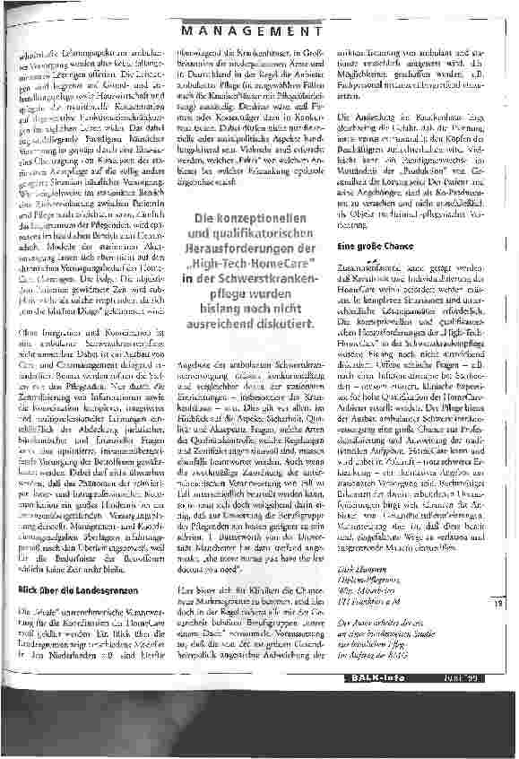 Vorschauseite 2: Perspektiven der ambulanten Schwerstkrankenpflege HomeCare als sinnvolle Erweiterung der stationären Versorgung