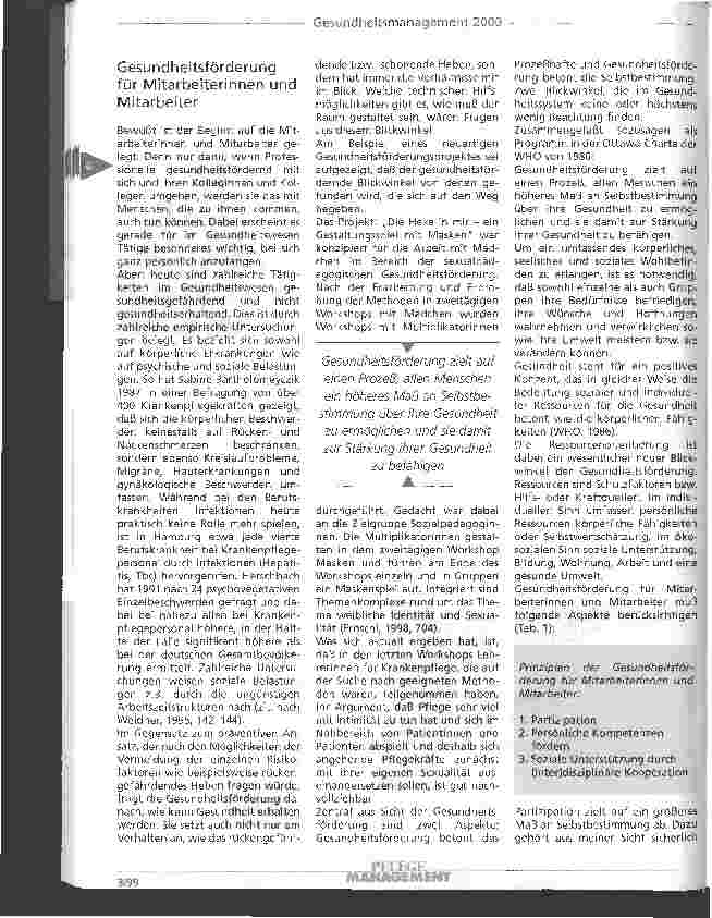 Vorschauseite 2: Gesundheitsmanagement 2000: Kooperation als Weg zur Qualität in der Gesundheitsförderung