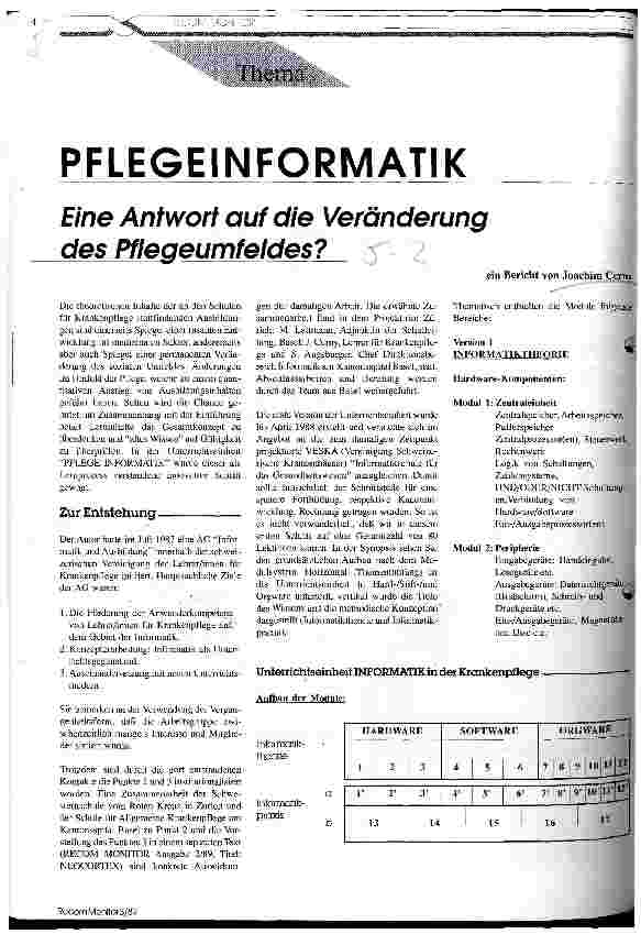 Vorschauseite 1: Pflegeinformatik - Eine Antwort auf die Veränderung des Pflegeumfeldes?