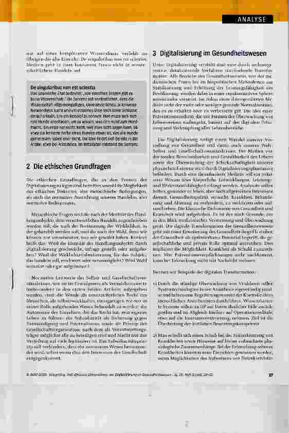 Vorschauseite 3: Ethische Dimensionen der Digitalisierung im Gesundheitswesen