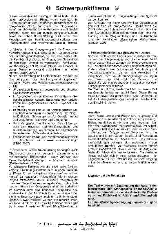 Vorschauseite 2: Armut in Deutschland - Armut und Pflege