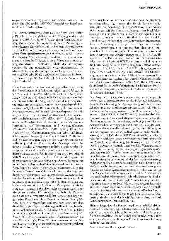 Vorschauseite 4: Zum Anspruch auf Übertragung der Genehmigung der Anstellung eines Arztes bei Praxisnachfolge