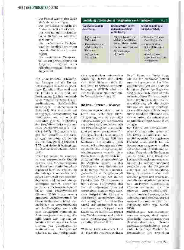 Vorschauseite 5: Arbeitsteilung der GesundheitsberufeDelegation ärztlicher Tätigkeiten im OP