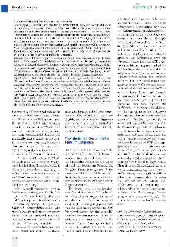 Vorschauseite 2: Gesundheitspark statt Krankenhaus