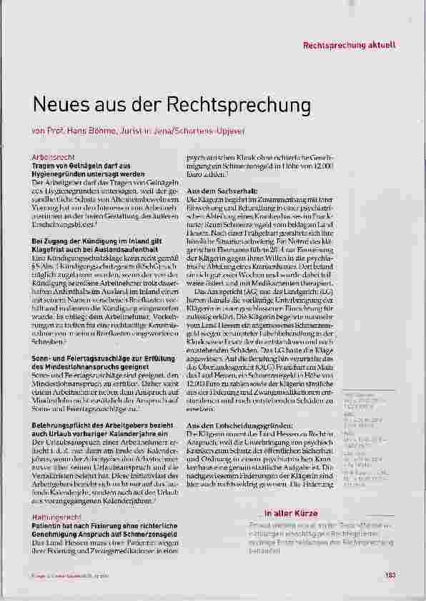 Vorschauseite 1: Neues aus der Rechtsprechung