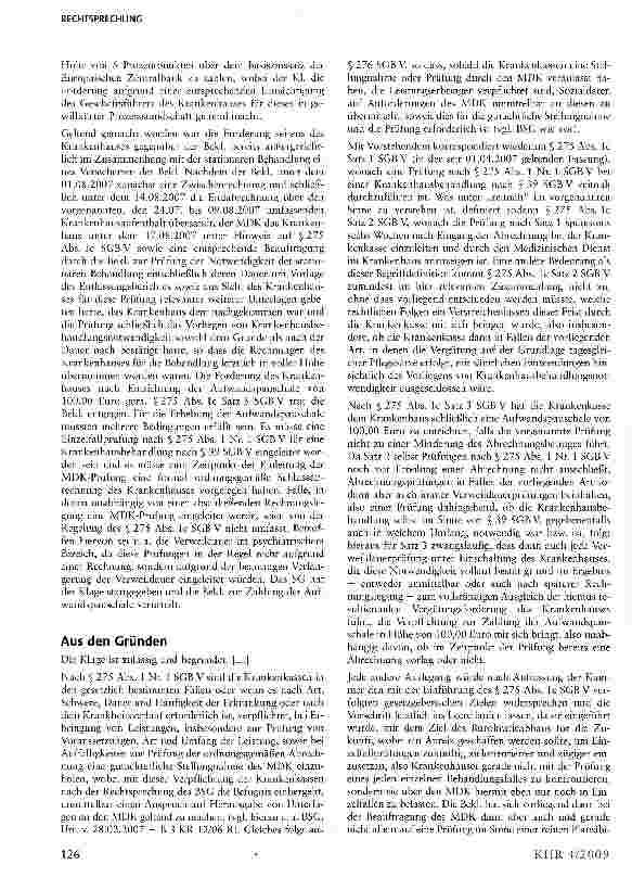 Vorschauseite 2: Aufwandspauschale bei MDK-Prüfung vor der Rechnungsstellung