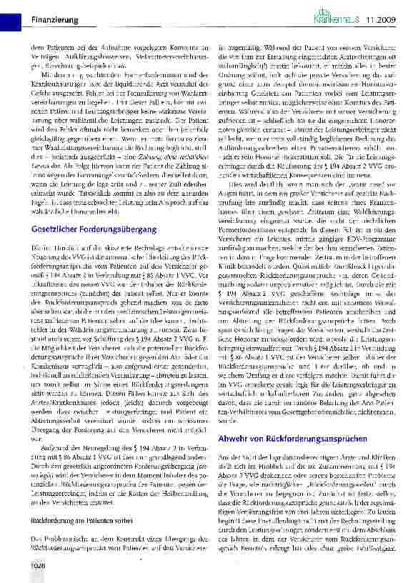 Vorschauseite 2: Rückforderung von Entgelten für Wahlleistungen