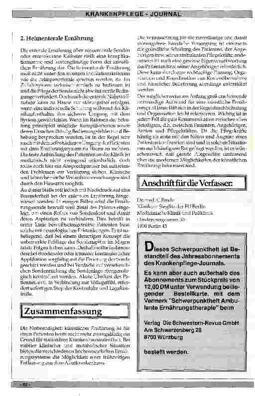 Vorschauseite 5: Wann kann ein Patient mit künstlicher Ernährung nach Hause entlassen werden?