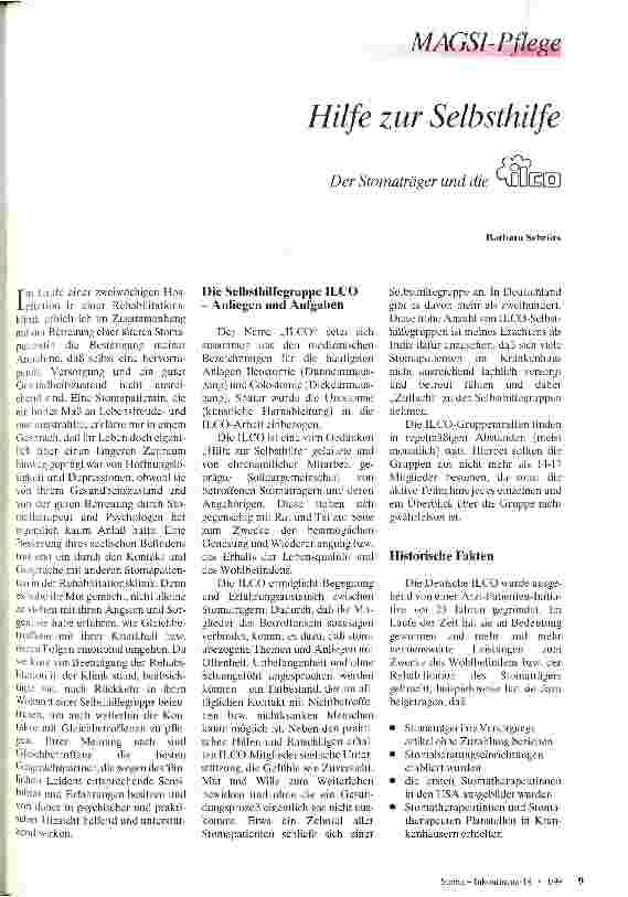 Vorschauseite 1: Hilfe zur Selbsthilfe Der Stomaträger und die ilco
