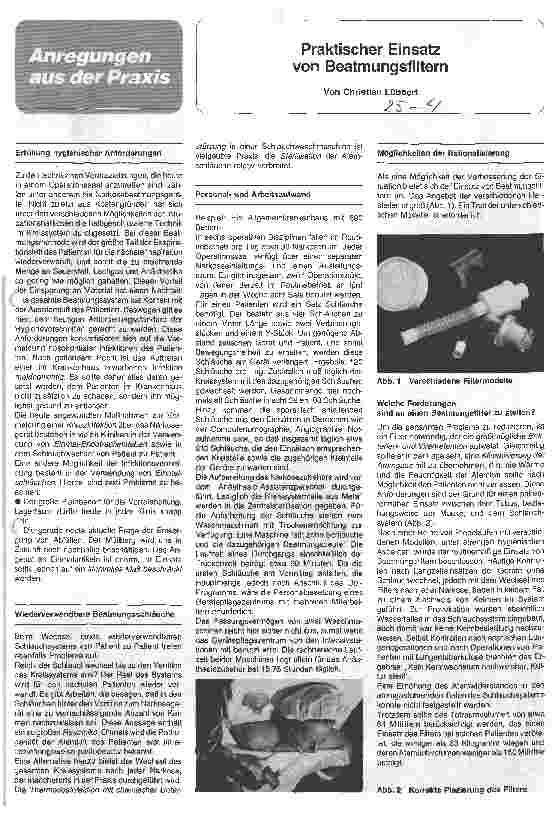 Vorschauseite 1: Praktischer Einsatz von Beatmungsfiltern
