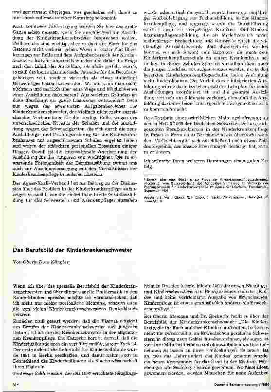 Vorschauseite 1: Das Berufsbild der Kinderkrankenschwester