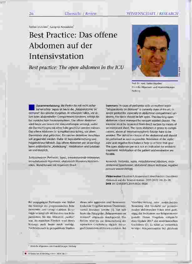 Vorschauseite 1: Best Practice: Das offene Abdomen auf der Intensivstation