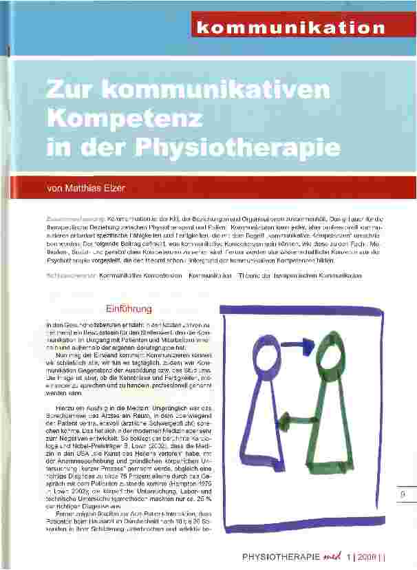 Vorschauseite 1: Zur kommunikativen Kompetenz in der Physiotherapie