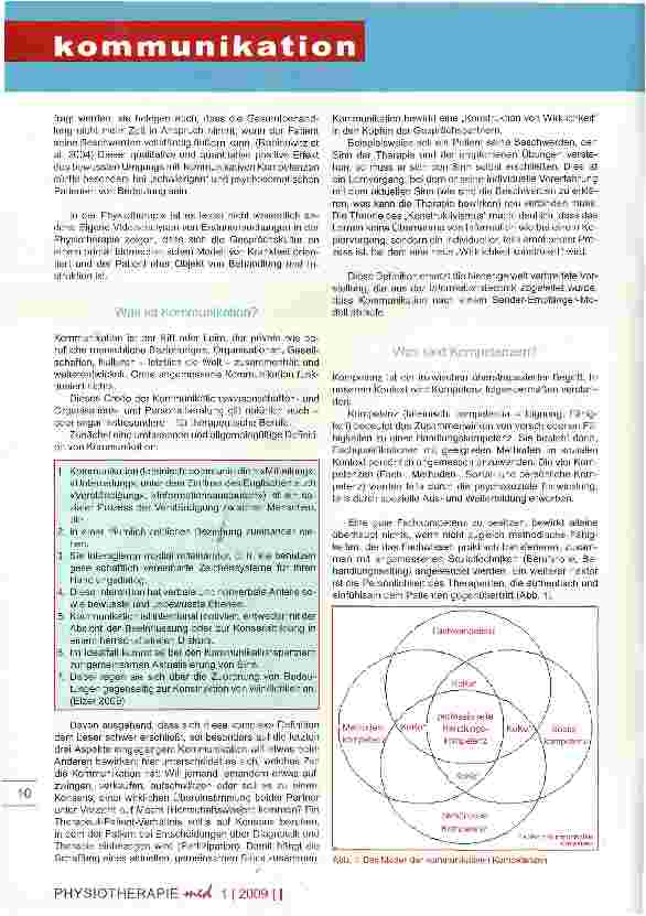 Vorschauseite 2: Zur kommunikativen Kompetenz in der Physiotherapie