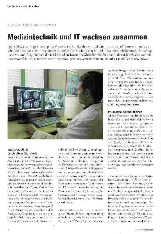 Vorschauseite 1: Medizintechnik und IT wachsen zusammen