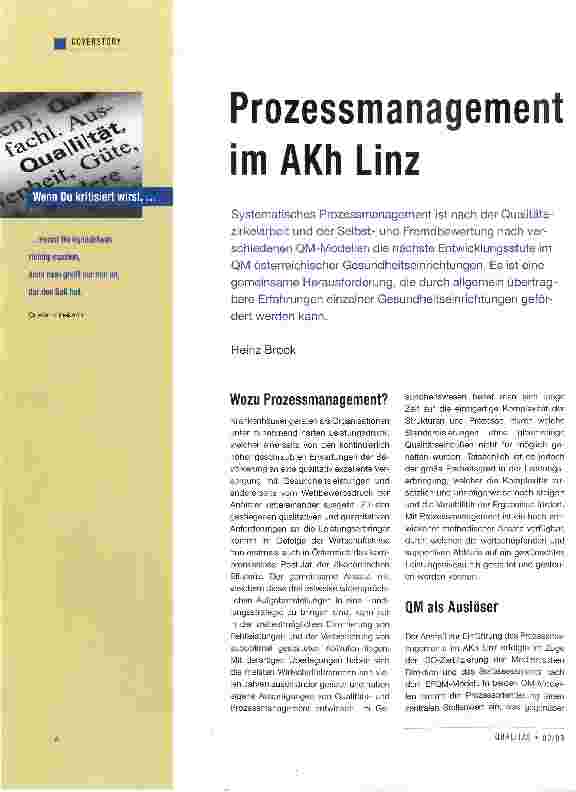 Vorschauseite 1: Prozessmanagement im AKh Linz