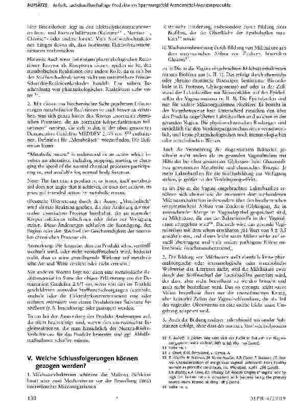 Vorschauseite 4: Lactobacillus-haltige Produkte im Spannungsfeld Arzneimittel-Medizinprodukte — Erläuterung von Metabolismus bzw. metabolischen Reaktionen aus biochemischer Sicht