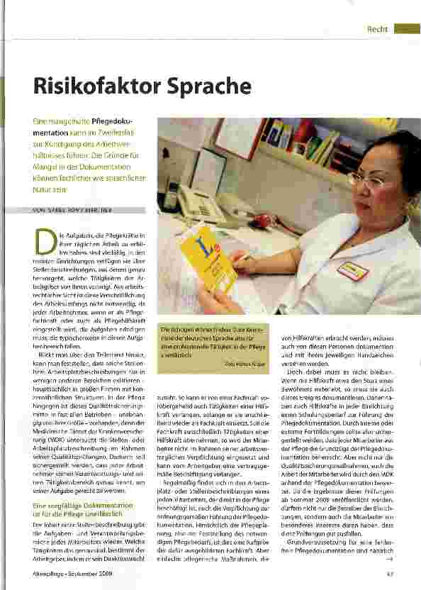Vorschauseite 1: Risikofaktor Sprache