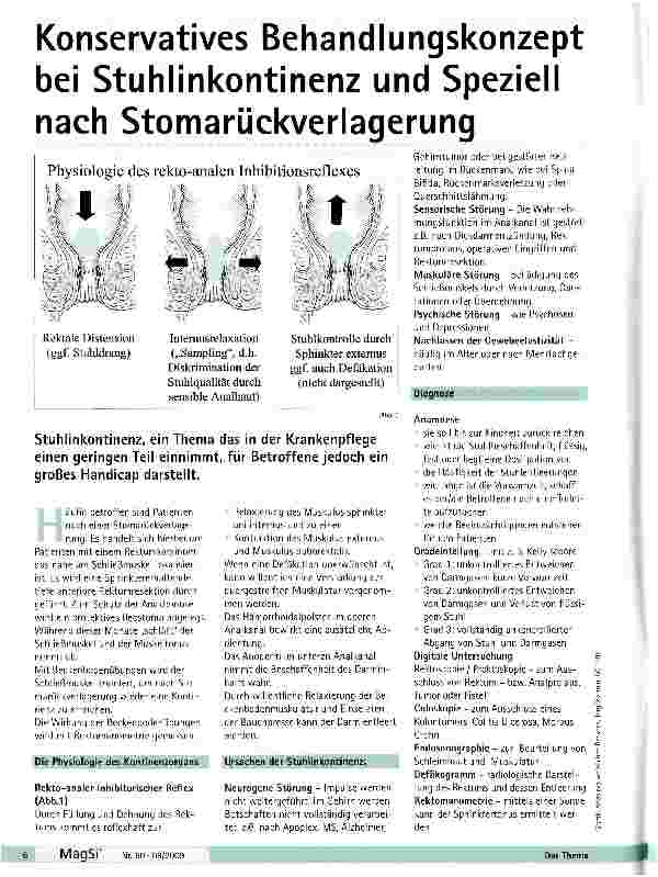 Vorschauseite 1: Konservatives Behandlungskonzept bei Stuhlinkontinenz und Speziel nach Stomarückverlagerung