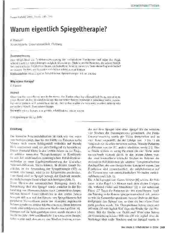 Vorschauseite 1: Warum eigentlich Spiegeltherapie?