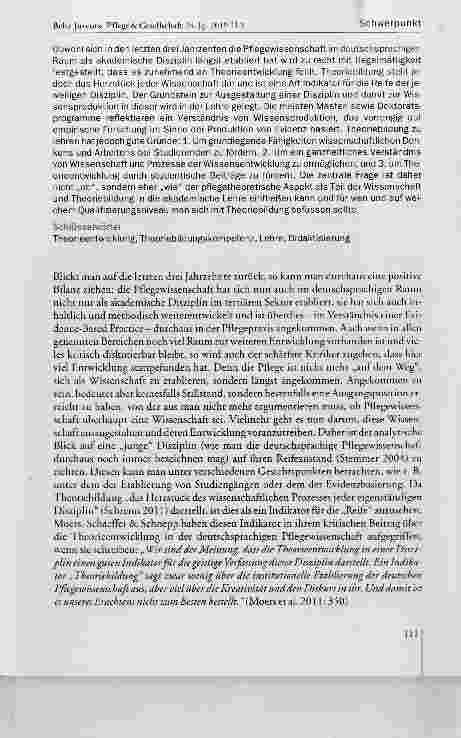 Vorschauseite 2: Was Hänschen nicht lernt, lernt Hans nimmermehr? Ein Beitrag über die Rolle der Lehre im Zusammenhang mit der Theorieentwicklung in der Pflege