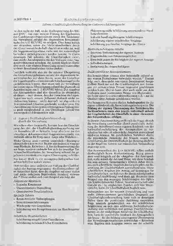 Vorschauseite 5: Glaubhaftigkeitsbeurteilung im Opferentschädigungsrecht