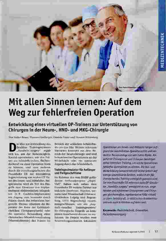 Vorschauseite 1: Mit allen Sinnen lernen: Auf dem Weg zur fehlerfreien Operation