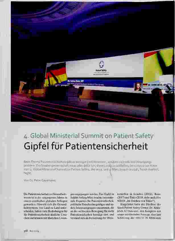Vorschauseite 1: 4- Global Ministerial Summit on Patient Safety Gipfel für Patientensicherheit