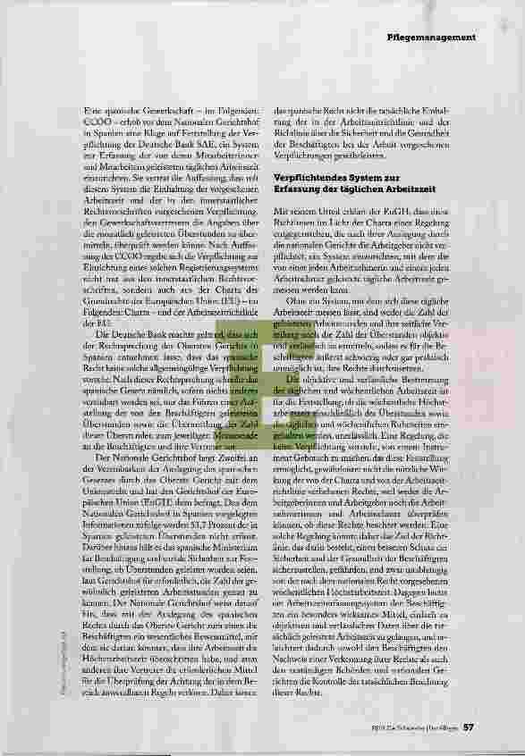 Vorschauseite 2: ARBEITSZEIT IN DER PFLEGE MUSS ERFASST WERDEN