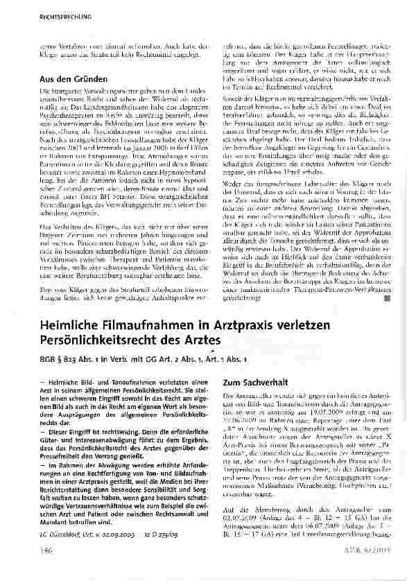 Vorschauseite 2: Befingern der Brüste von Patientinnen bei „Entspannungsübungen rechtfertigt Widerruf der Approbation