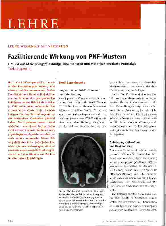 Vorschauseite 1: Fazilitierende Wirkung von PNF-Mustern