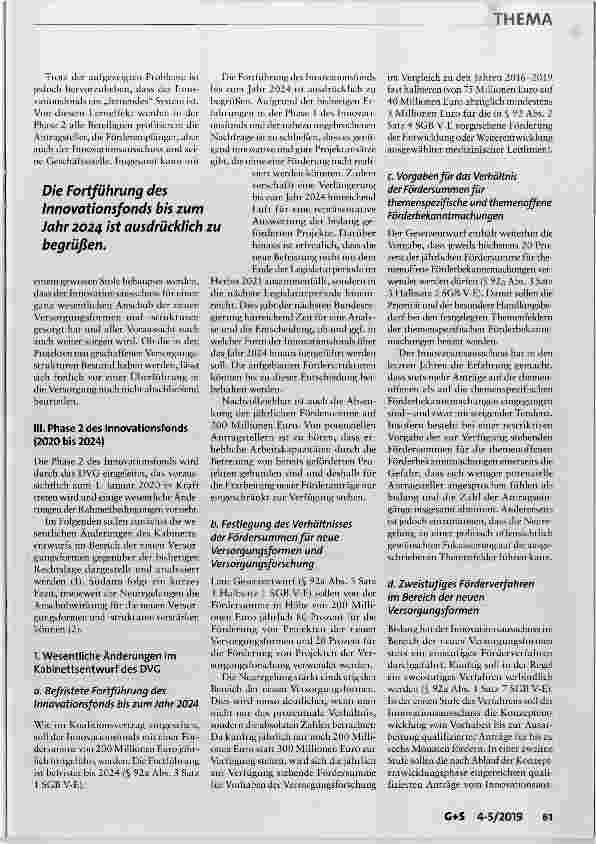 Vorschauseite 4: Innovationsfonds Anschub für neue Versorgungsformen und -Strukturen?