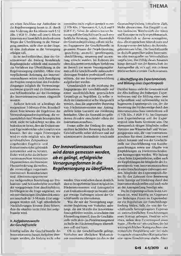 Vorschauseite 6: Innovationsfonds Anschub für neue Versorgungsformen und -Strukturen?