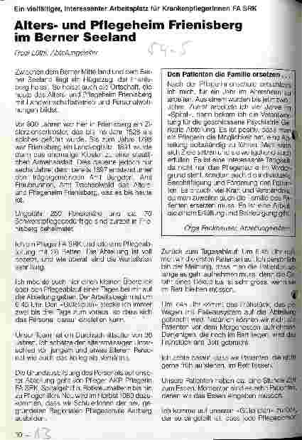 Vorschauseite 1: Altersund Pflegeheim Friensberg im Berner Seeland Ein vielfältiger, interessanter Arbeitsplatz