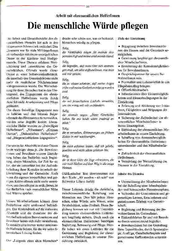 Vorschauseite 1: Die menschliche Würde pflegen