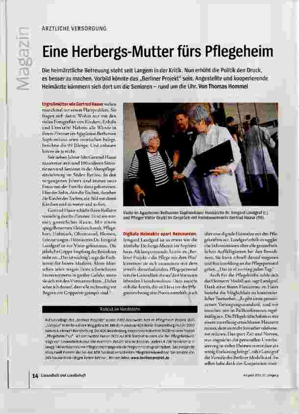 Vorschauseite 1: Eine Herbergs-Mutter fürs Pflegeheim