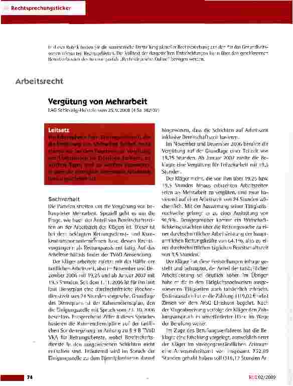 Vorschauseite 1: Vergütung von Mehrarbeit