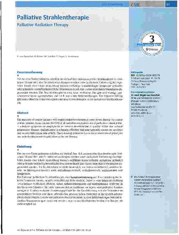 Vorschauseite 1: Palliative Strahlentherapie