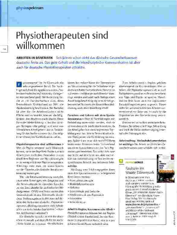 Vorschauseite 1: Physiotherapeuten sind willkommen