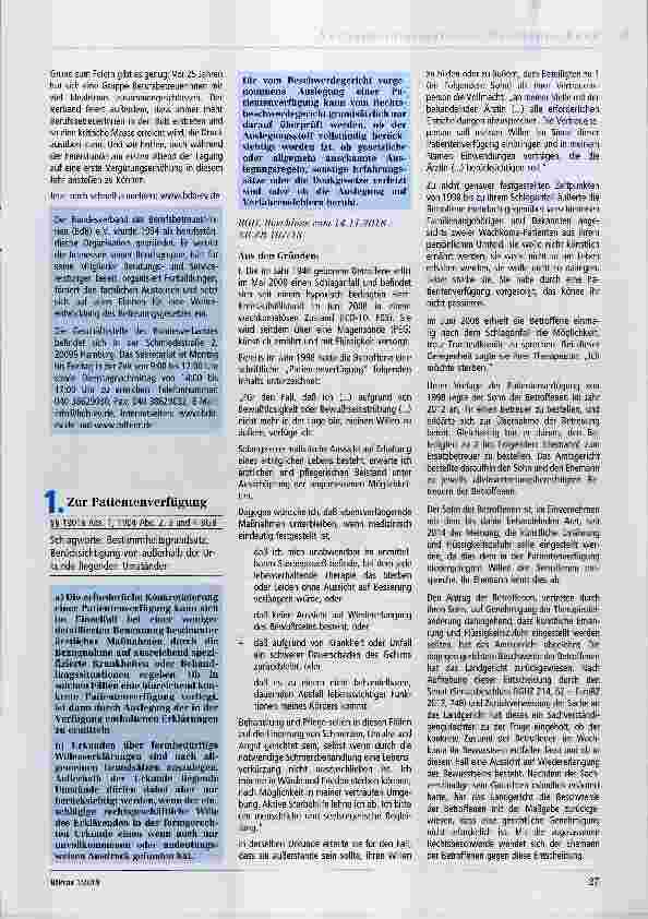 Vorschauseite 1: Zur Patientenverfügung