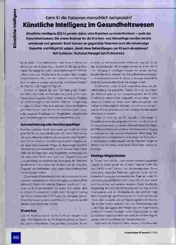 Vorschauseite 1: Künstliche Intelligenz im Gesundheitswesen