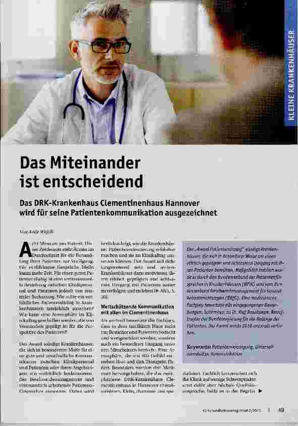 Vorschauseite 1: Das Miteinander ist entscheidend