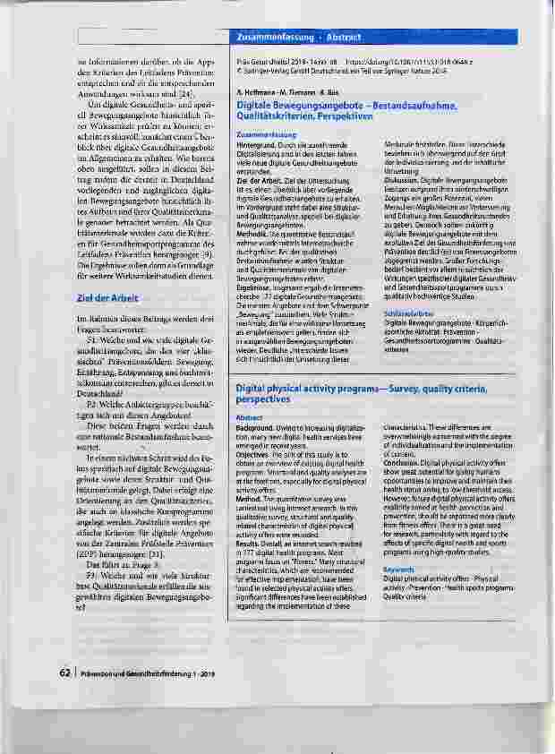 Vorschauseite 3: Digitale Bewegungsangebote Bestandsaufnahme, Qualitätskriterien, Perspektiven