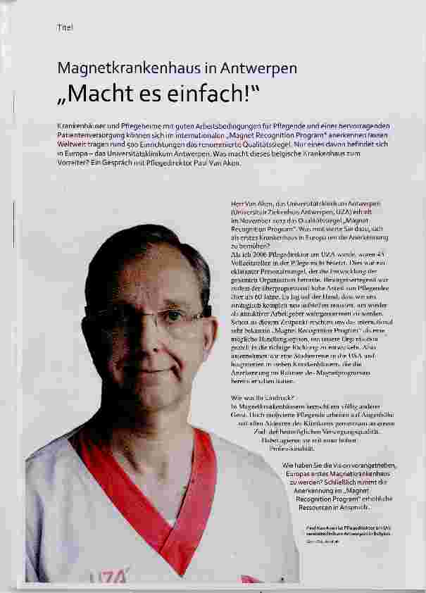 Vorschauseite 1: Magnetkrankenhaus in Antwerpen „Macht es einfach!“